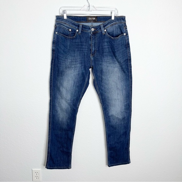 DU/ER Jeans Mens 34X32 L2X Relaxed Tapered Super Flexible Quick Dry H - Picture 1 of 10